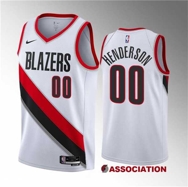 Men%27s Portland Trail Blazers #00 Scoot Henderson White 2023 Draft Association Edition Stitched Basketball Jersey Dzhi